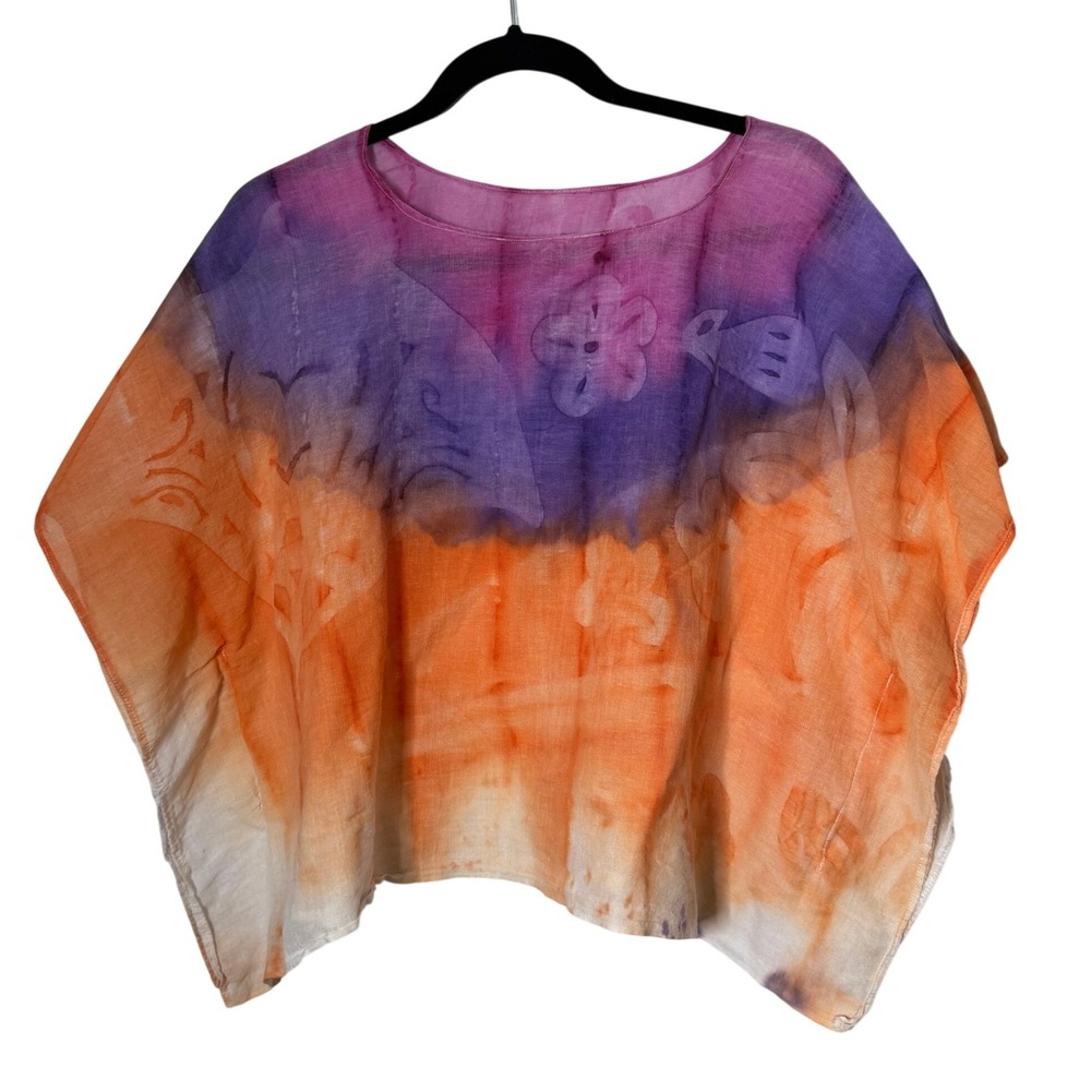 Handmade‎ Bora Bora Tropical Poncho Top Tie Dye Beach Cover Up Kaftan One Size
